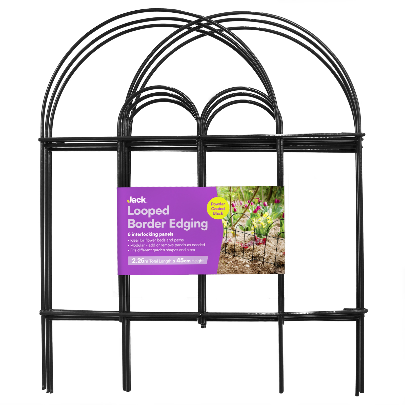 14355 Jack Looped Border Edging Black 6pack in pack